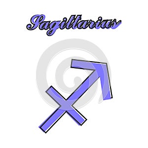 Sagittarius zodiac sign. Astrological symbol cartoon style on white isolated background