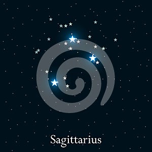 Sagittarius zodiac sign. Bright stars in the cosmos. Constellation Sagittarius. Vector