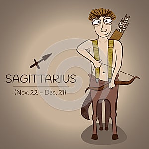 Sagittarius zodiac sign, character for horoscope design in vector EPS10