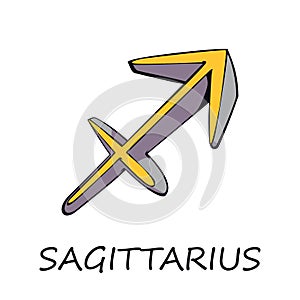 Sagittarius zodiac sign flat cartoon vector illustration