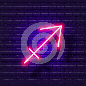 Sagittarius zodiac sign neon icon. Astrological zodiac signs glowing symbol