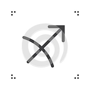 Sagittarius zodiac vector sign, horoscope symbol, astrology line