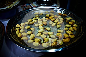 Sago grubs Street food in Myanmar