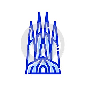 Sagrada Familia, Barcelona, Spain, cathedral fully editable vector icons