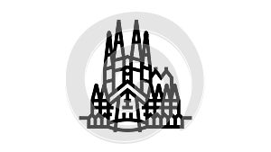 sagrada familia line icon animation