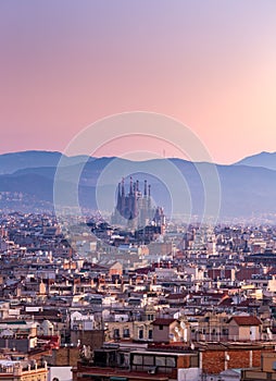 Sagrada Famillia at dusk Barcelona,Spain