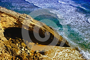 Sagres beach with rocks, in Portugal photo