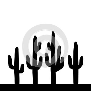 Saguaro cactus black and white simple illustration, vector