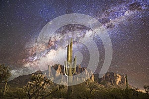 Saguaro Cactus & the Milky Way @ Superstition Mountains photo