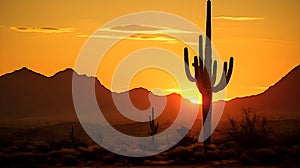 Saguaro cactus tree desert sunset landscape near phoenix Az