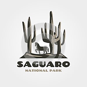 saguaro vintage vector logo symbol illustration design