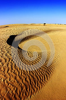 Sahara desert landscape with dunes. Tunisia.