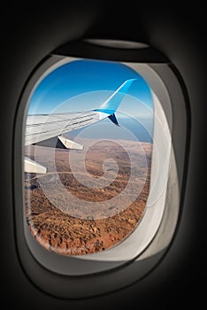 Sahara Desert and Red Sea through the Airplane Window