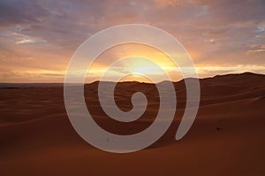 Sahara desert at sunrise in Morocco