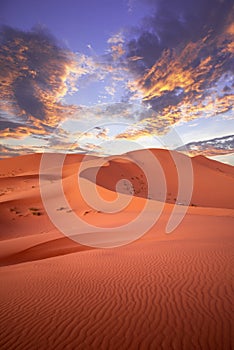 Sahara desert at sunset