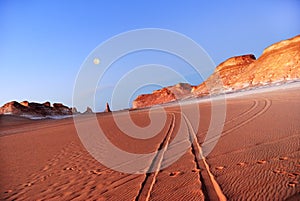 Sahara, the road in the desert photo