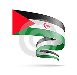 Saharan Arab Democratic Republic flag in the form of wave ribbon