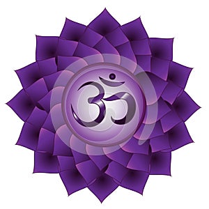 Sahasrara chakra. Seventh, crown chakra symbol