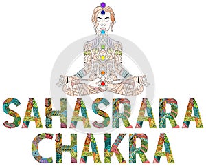 Sahasrara Chakra. Vector zentangle object for decoration photo