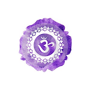 Sahasrara chakra watercolor design illustration.