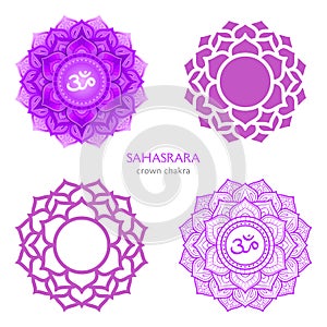 Sahasrara, crown chakra symbol. Colorful mandala. Vector illustration