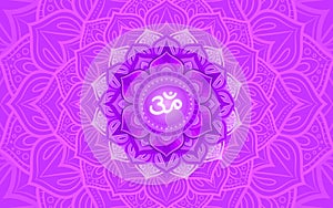 Sahasrara, crown chakra symbol. Colorful mandala. Vector illustration