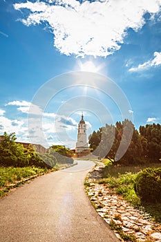Sahat kula, the clock tower and gate of the Belgrade Kalemegdan fortress or Beogradska Tvrdjava, and a part of the outdoor exhibit