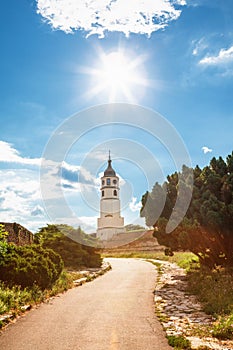 Sahat kula, the clock tower and gate of the Belgrade Kalemegdan fortress or Beogradska Tvrdjava, and a part of the outdoor exhibit