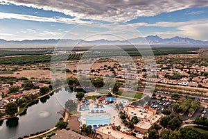 Sahuarita Lake and new home development in Arizona near Tucson