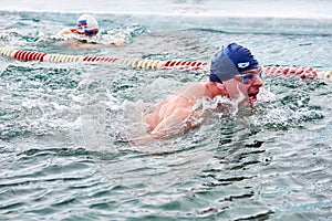 SAHYURTA, IRKUTSK REGION, RUSSIA - March 11.2017: Cup of Baikal. Winter Swimming Competitions