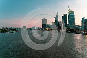 Sai Gon river view from Thu Thiem 2 bridge