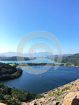 Sai Kung High Island Reservoir with blue sky, Hong Kong