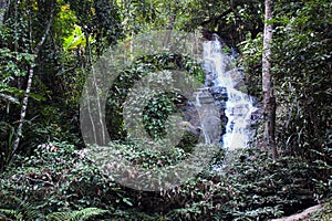 Sai Yoi waterfall on Monthathan Fall Nature Trail, a popular trail for hiking and walking near Mueang Chiang Mai in northern