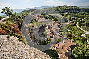 Saignon, Vaucluse, Provence-Alpes-Cote d\'Azur, France: landscape of the ancient village from the Rocher