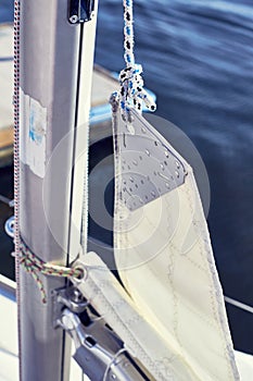 Sail attached to the rope by bowline