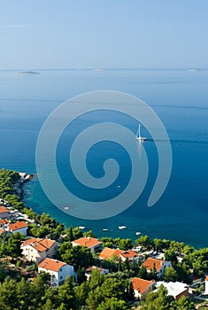 Sail boat on Adriatic sea scene