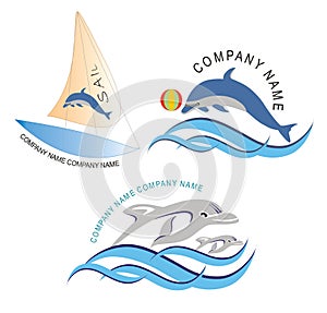Sail boat and Fish logo / Icon