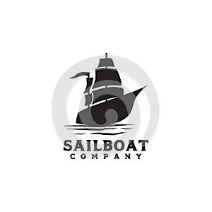 Sail boat icon logo design vector template