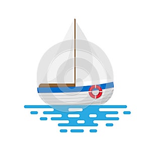 Sail boat isolated on white background. Vector illustration.