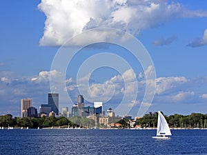 Sail boat on lake Calhoun in Minneapolis photo