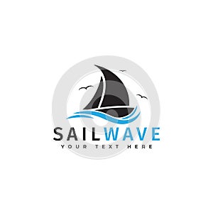 Sail boat logo design template vector isolated