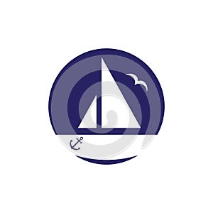 Sail boat logo. Transportations. Flat design