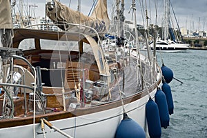 Sail boat moored at the marina in Sliema