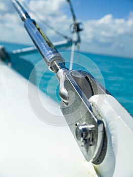 Sail boat stainless steal attachment cable photo