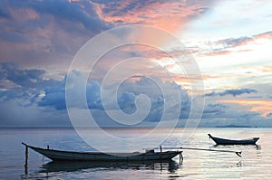 Sail Boat at sunrise beautiful color sky