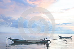 Sail Boat at sunrise beautiful color sky