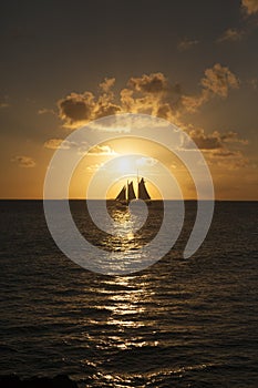 Sail boat in the sunset
