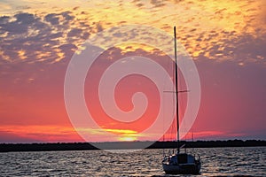 Sail boat sunset