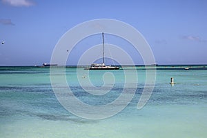 A sail boat on the water in Aruba