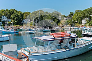 Boats anchored in Perkins Cove, Ogunquit, Maine